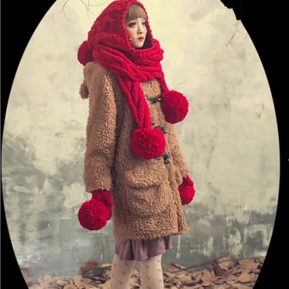 ❤️Red Riding Hood/Scarf with Mittens. - Picture 4 of 4
